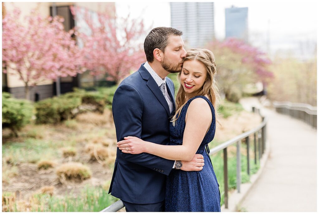 Engaged couple downtown Grand Rapids