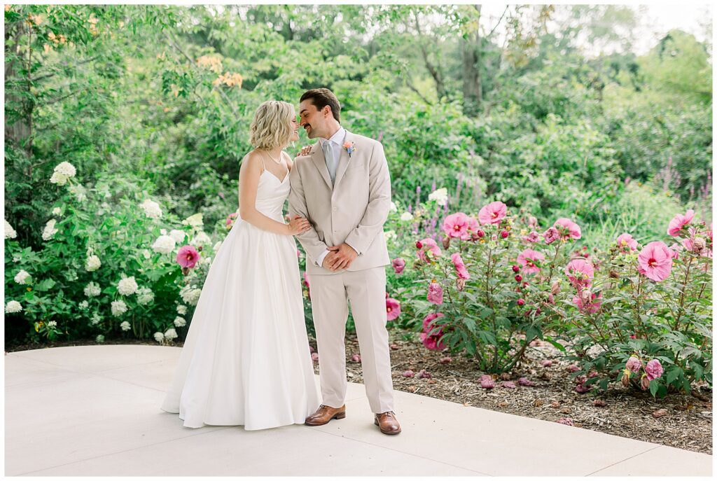 Bride and Groom on wedding day at Bay Pointe Inn
